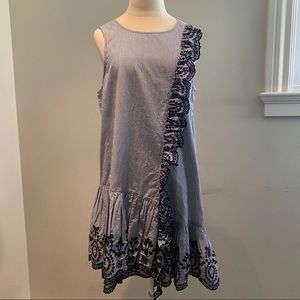 Pinstripe Ruffle BP Shift Dress